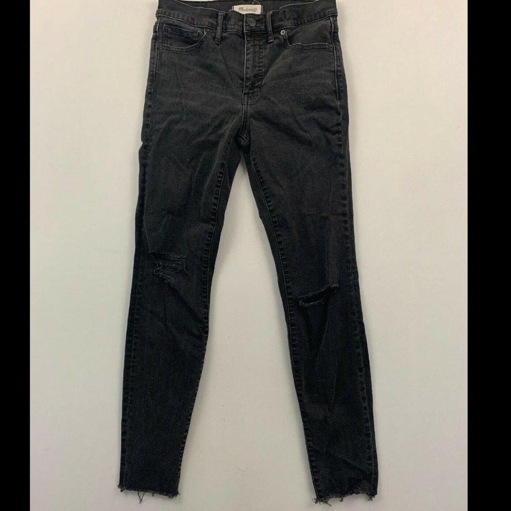 Madewell Black Distressed 9" High-Rise Skinny Jean